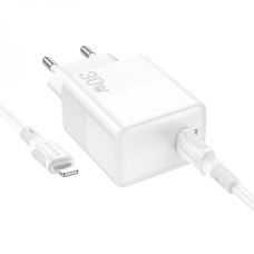 Мережевий зарядний пристрій BOROFONE BA77A Insightful single port PD30W charger set(C to iP) White (6941991101281)