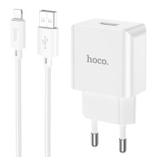 Мережевий зарядний пристрій HOCO C106A Leisure single port charger set(iP) White (6931474783899)