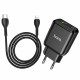 Мережевий зарядний пристрій HOCO N5 Favor dual port PD20W+QC3.0 charger set(C to iP) Black (6931474738912)