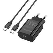 Мережевий зарядний пристрій BOROFONE BA65A Single port PD20W charger set(Type-C to Type-C) Black (BA65ACCB)