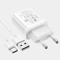 Мережевий зарядний пристрій BOROFONE BA68A Glacier single port charger set(Type-C) White (BA68ACW)