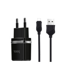 Мережевий зарядний пристрій HOCO C12 Smart dual USB (Micro cable)charger set Black (6957531064114)