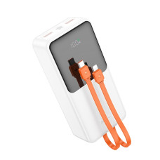 Зовнішній акумулятор HOCO J119B Sharp charger 22.5W+PD20 fully compatible power bank with digital display and cable(30000mAh) White (6942007606141)